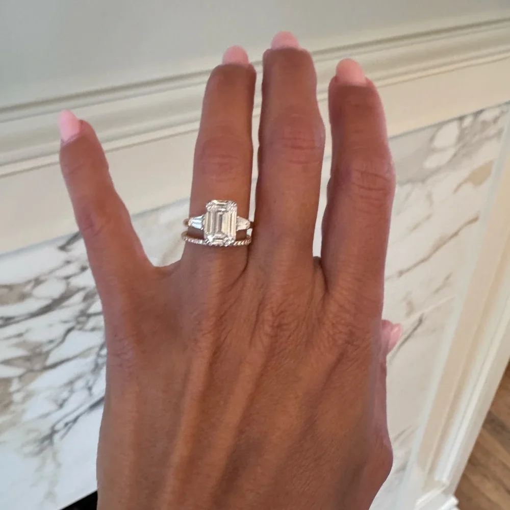 ✨3.19 carat Emerald cut Lab Diamond Ring✨ Two Toned 14k Women's Ring size 4.5 - Picture 11 of 16